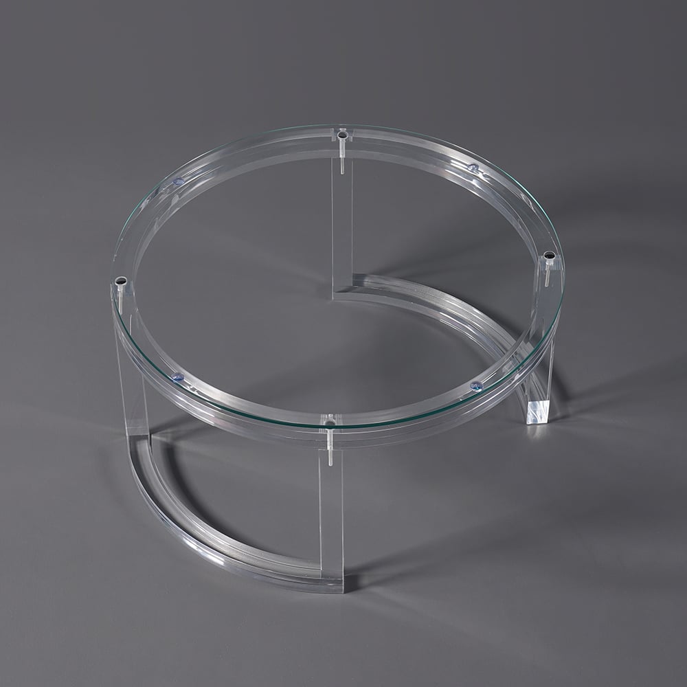 31.5" Modern Round Acrylic Coffee Table for Living Room with Tempered Glass Top