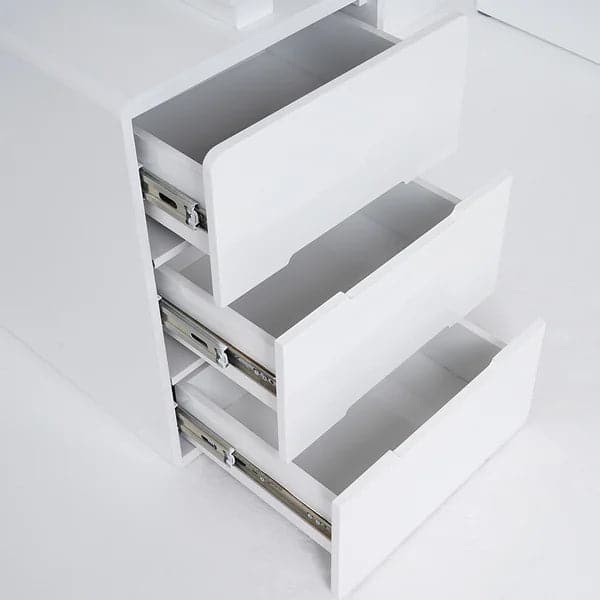 47" White 3-Drawer Writing Desk with Storage Cabinet for Office