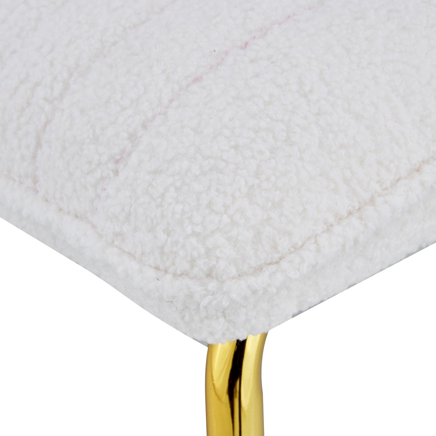 White Minimalist Armless Sofa Chair with Plush Cushion and Backrest - Elegant Design with Golden Metal Legs, Ideal for Offices, Restaurants, Kitchens, and Bedrooms