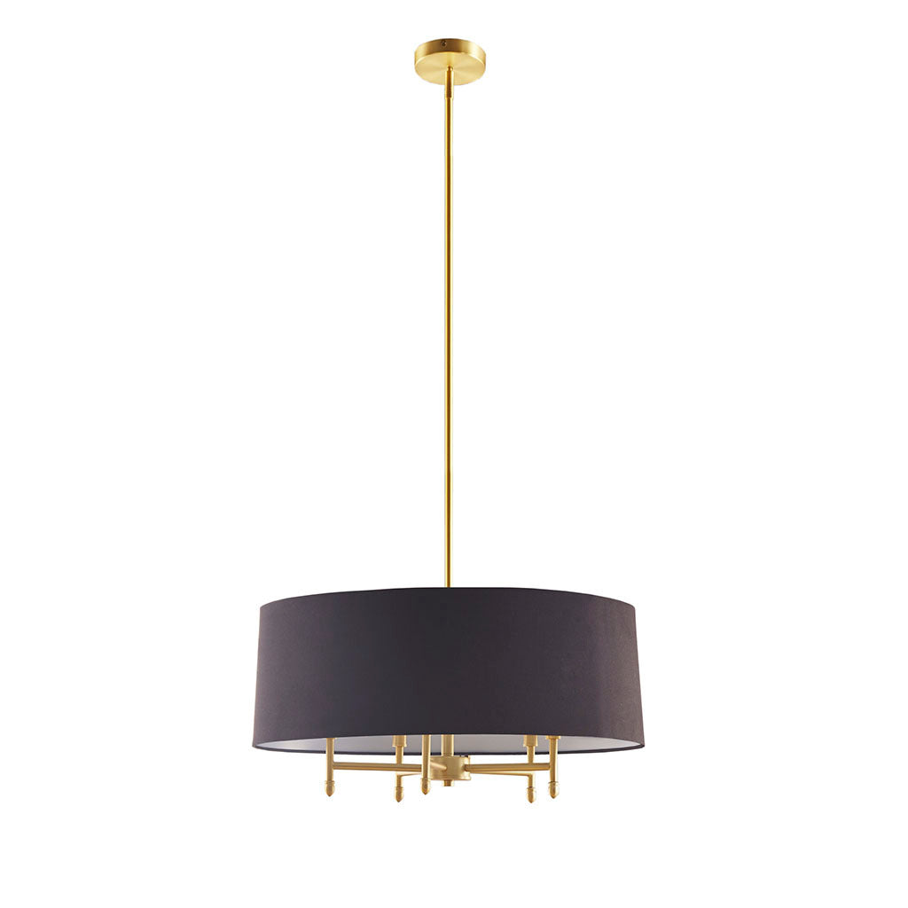 Sleek 5-Light Black Drum Chandelier Perfect for Dining and Living Areas