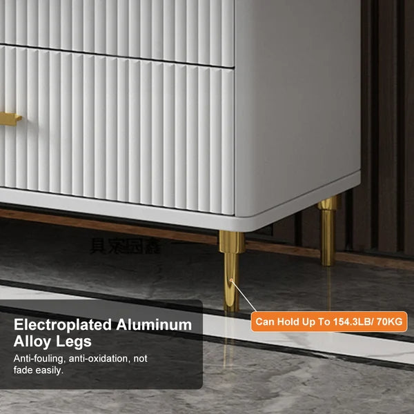 Cofab 78.7 TV Stand with Drawers & Shelves Deep Blue&White Media Console with Glass Doors#White