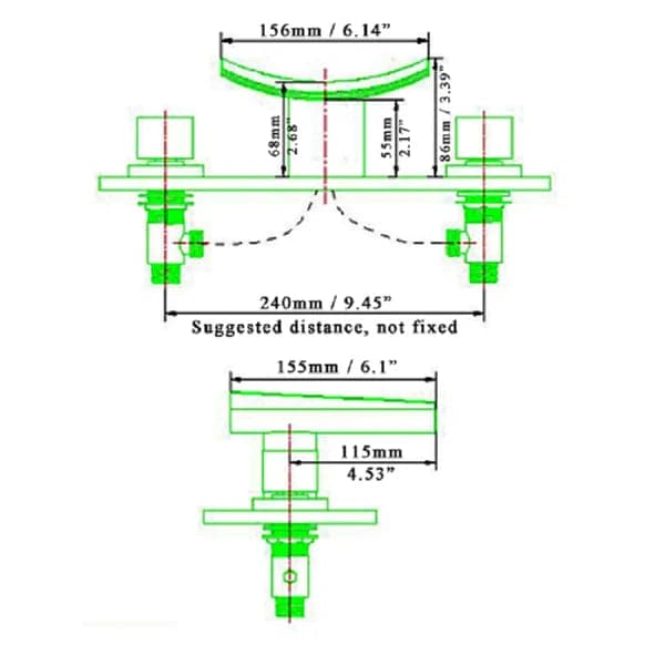 Robinet de lavabo de salle de bains contemporain à double poignée et cascade, chrome poli