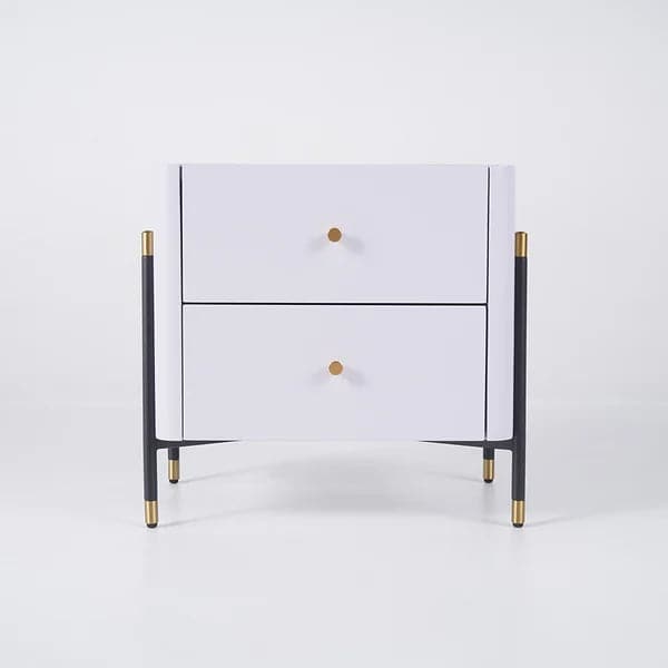 Modern Luxury Gray Nightstand 2-Drawer Bedside Table with Sintered Stone Top