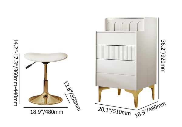 Modern Mini White Makeup Vanity Set Dressing Table with Mirror & Stool