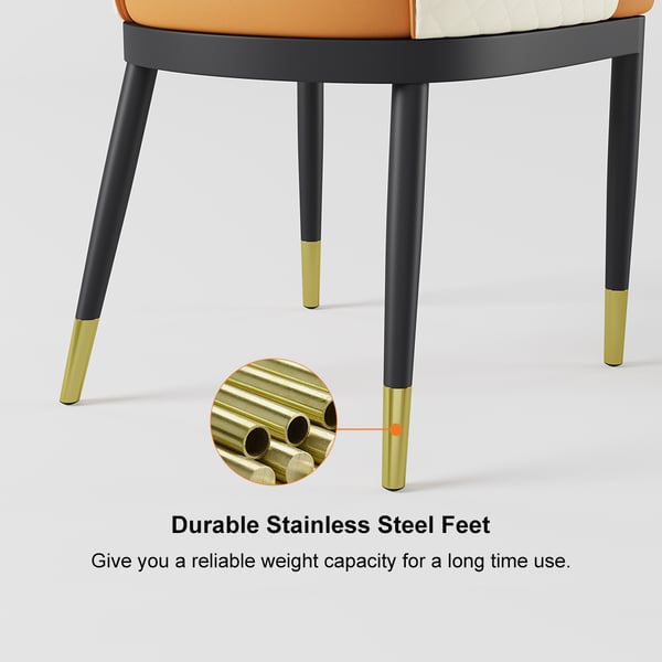 Modern Orange PU Leather Tufted Dining Chair