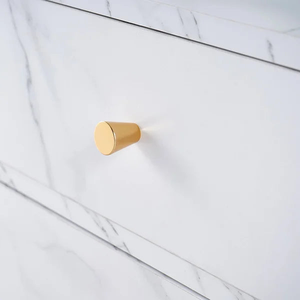 Petite étagère moderne en métal avec 2 tiroirs en blanc et or