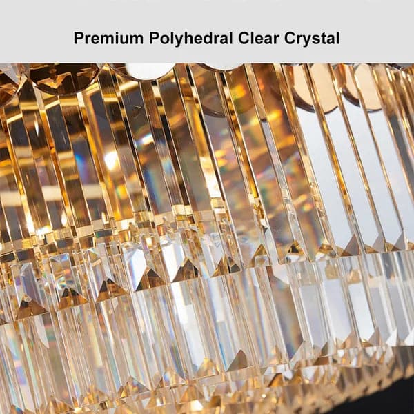 Contemporary 12-Light Crystal Tiered Chandelier in Brass & Gray