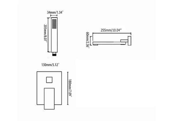 Chrome Wall Mounted Swirling Tub Filler Faucet with Hand Shower