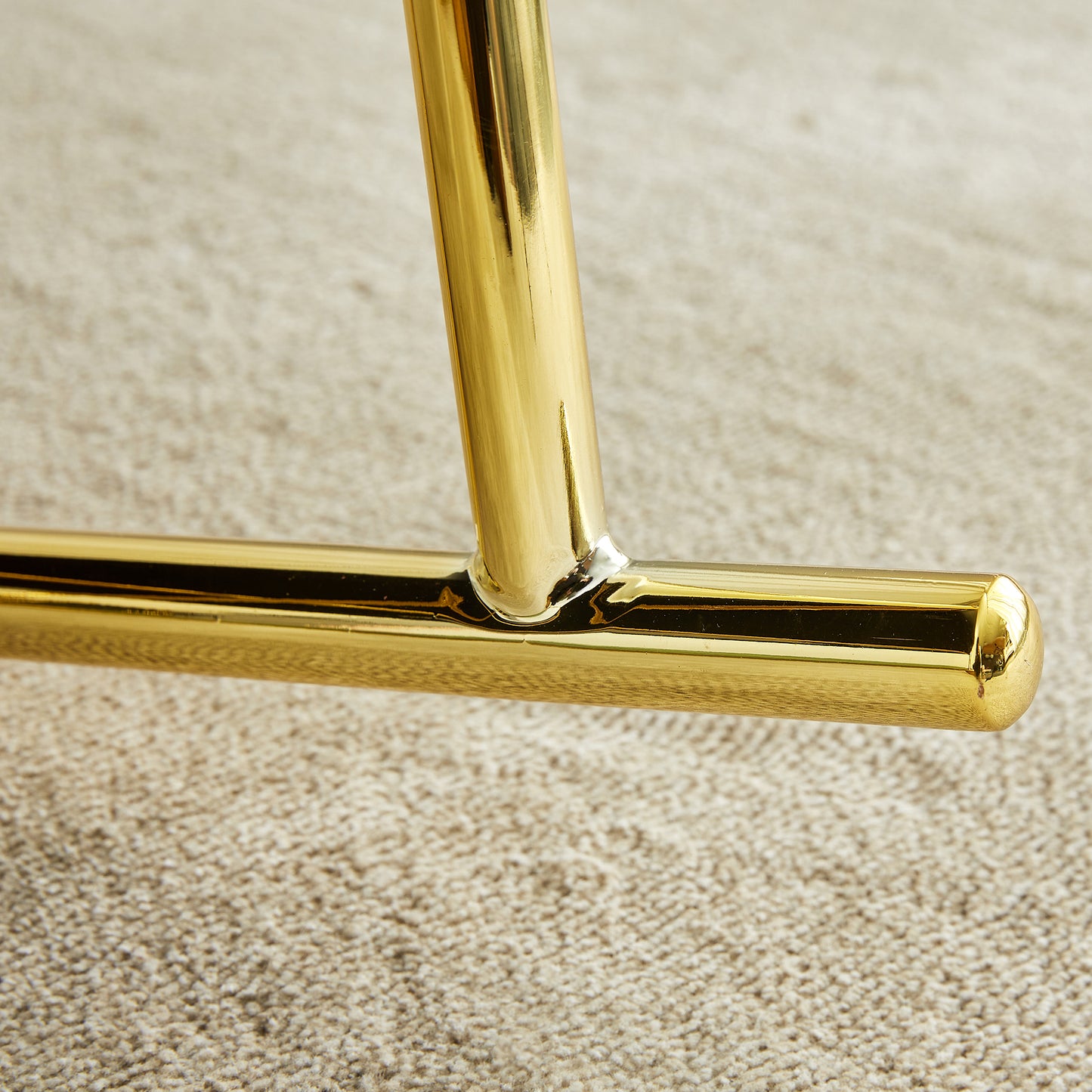 Comfortable Teddy Velvet Rocking Chair with White Backrest & Golden Metal Legs