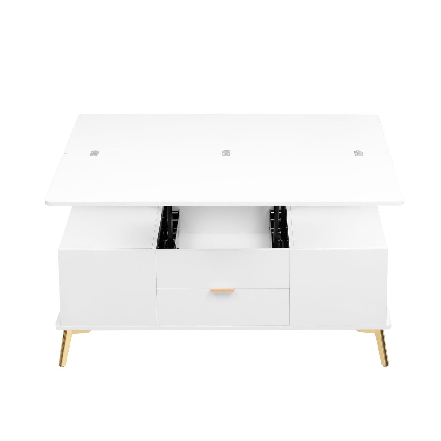 Modern Lift Top Coffee Table Multi Functional Table with Drawers in White