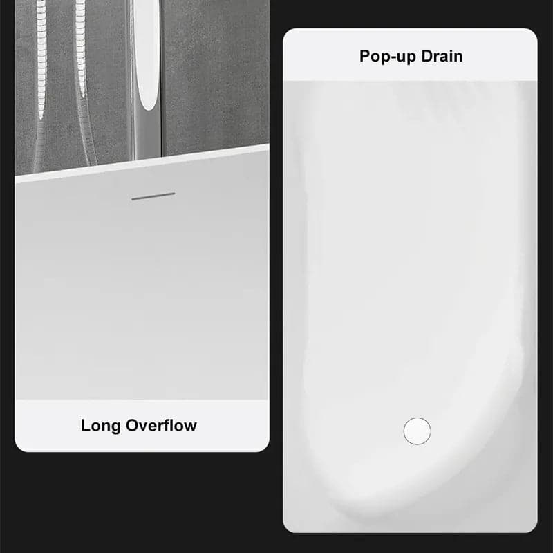 Baignoire de trempage japonaise en résine de pierre blanche mate autoportante ovale profonde moderne de 40 po