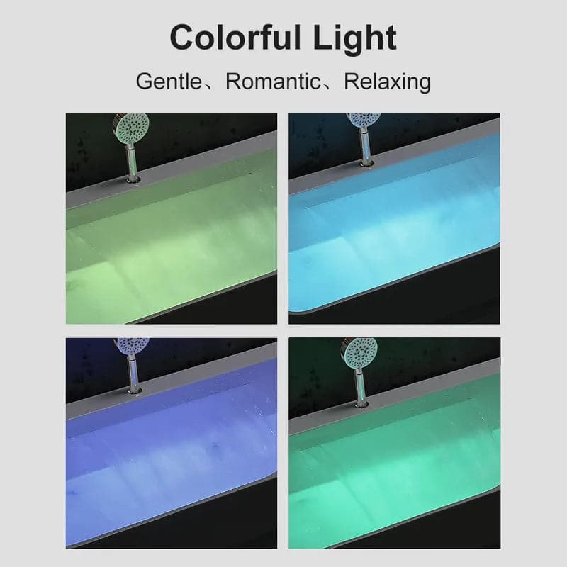 60 Modern Acrylic Rectangular Whirlpool Water Massage Bathtub in Chromatherapy LED#M