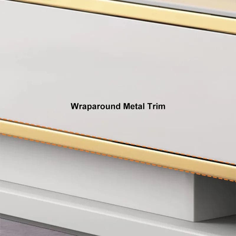 78.7" White TV Stand Media Console with 3 Drawers Tempered Glass for TVs Up to 78"