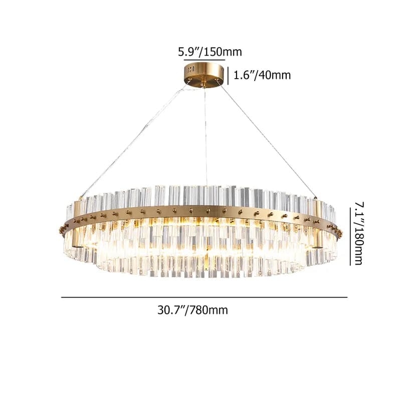 Lustre de salon contemporain en verre en laiton