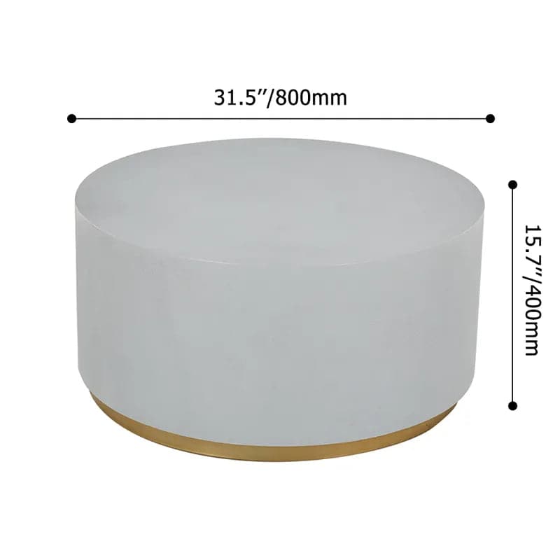 Industrial 31.5" Coffee Table Round Cement-Like in Light Gray