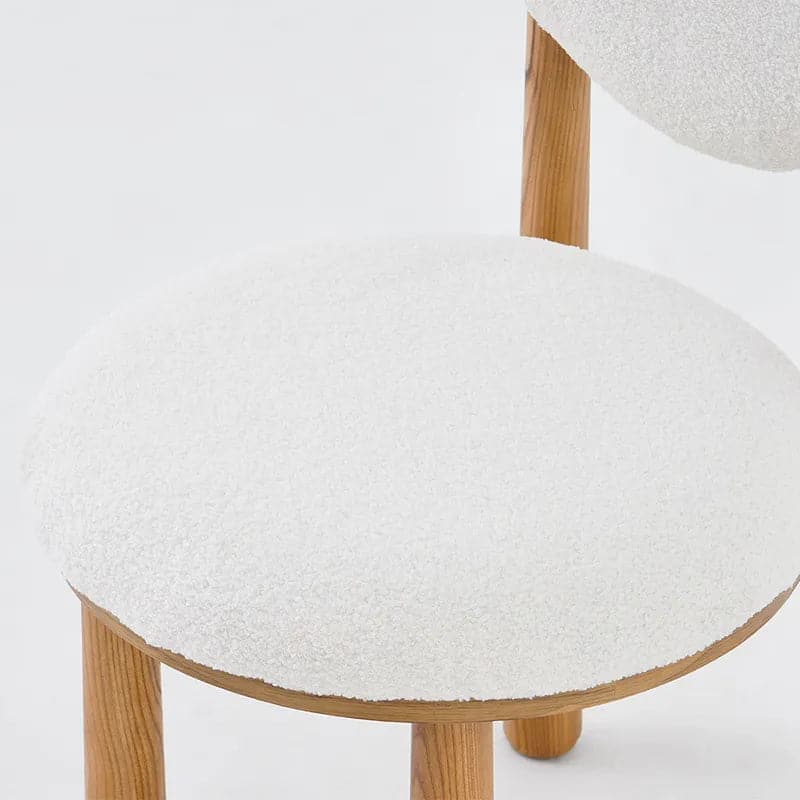 Japandi Boucle Blanche Chaise de Salle à Manger Chaise d'Appoint Pieds en Bois Naturel