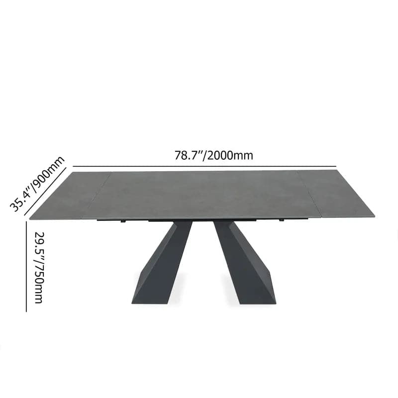 Table à manger pliante de luxe rectangulaire en dalle de roche rétractable minimaliste