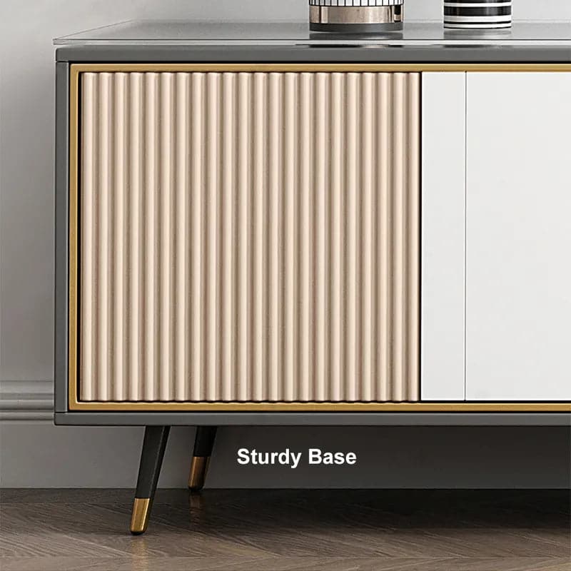 Meuble TV moderne de 79 pouces, console TV avec tiroirs, console multimédia avec portes