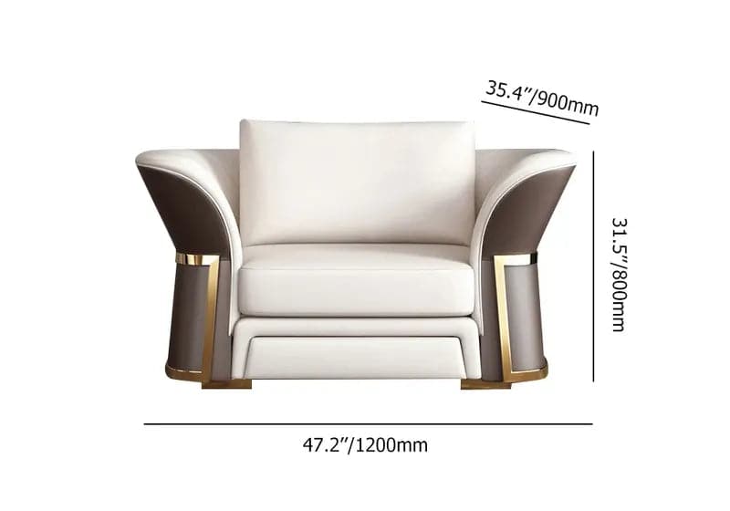 Ensemble de canapé de salon moderne en simili cuir en marron et blanc, ensemble de 3