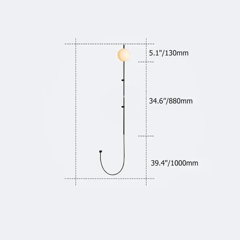 Modern Plug-in Black/White Wall Sconce Globe Shade Indoor Wall Light