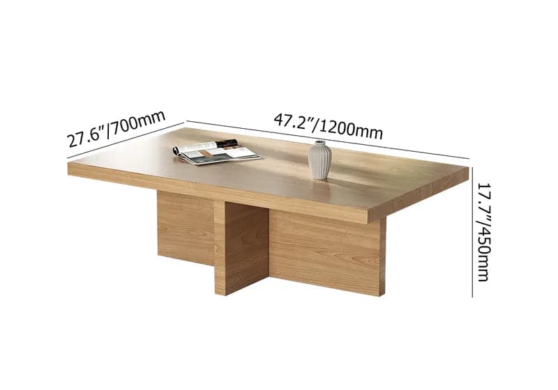Modern Wood Coffee Table Rectangle-shaped in Natural Rustic#Natural