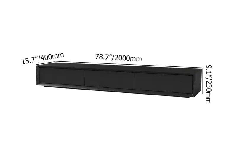 Modern Black Rectangular TV Stand Wood Media Console 3 Drawers for TVs Up to 80 Inches#Black
