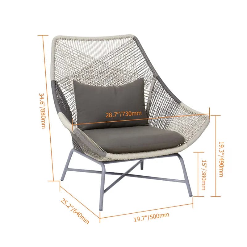 Fauteuil de patio d'extérieur en rotin PE avec coussin et coussin (Ensemble de 2)