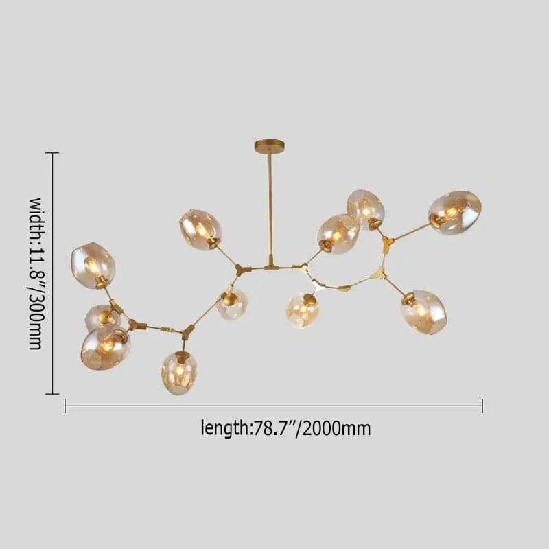 Tree Branch Kitchen Island Light 11-Light Pendant Light Metal in Gold