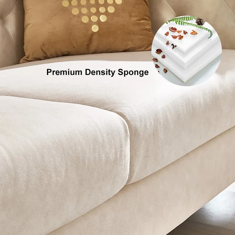 Ensemble de 2 canapés et chaises rembourrés en cuir blanc moderne de 86,6 po pour salon