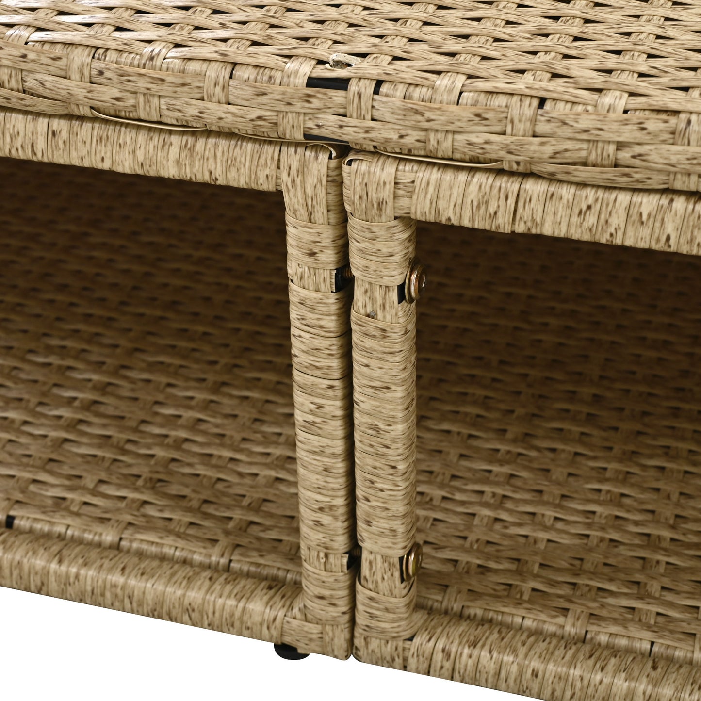 Outdoor Patio Daybed Wicker Rattan Double Daybed Round Sofa Furniture Set with Retractable Canopy, 4 Pillows for Lawn Garden Backyard Porch Pool, Beige