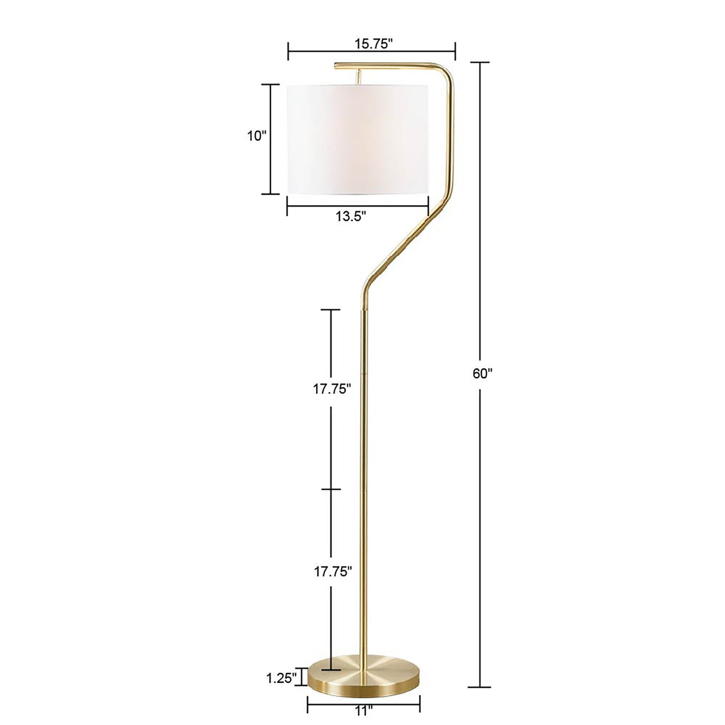Angular Arched Metal Floor Lamp by Hampton Hill – Elegant Gold Finish and Linen Shade for Living Room Illumination