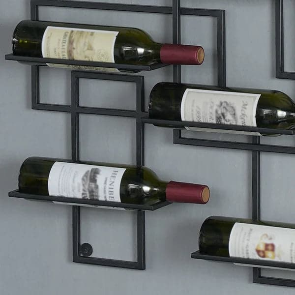 10-Bottle Modern Geometric Wall Mounted Wine Rack#Black