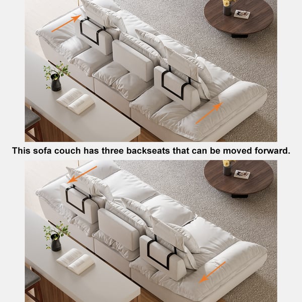 109.4 Modern Gray&White Leath-Aire 3 Seater Deep Sofa with Adjustable Backrest Sailboat#White