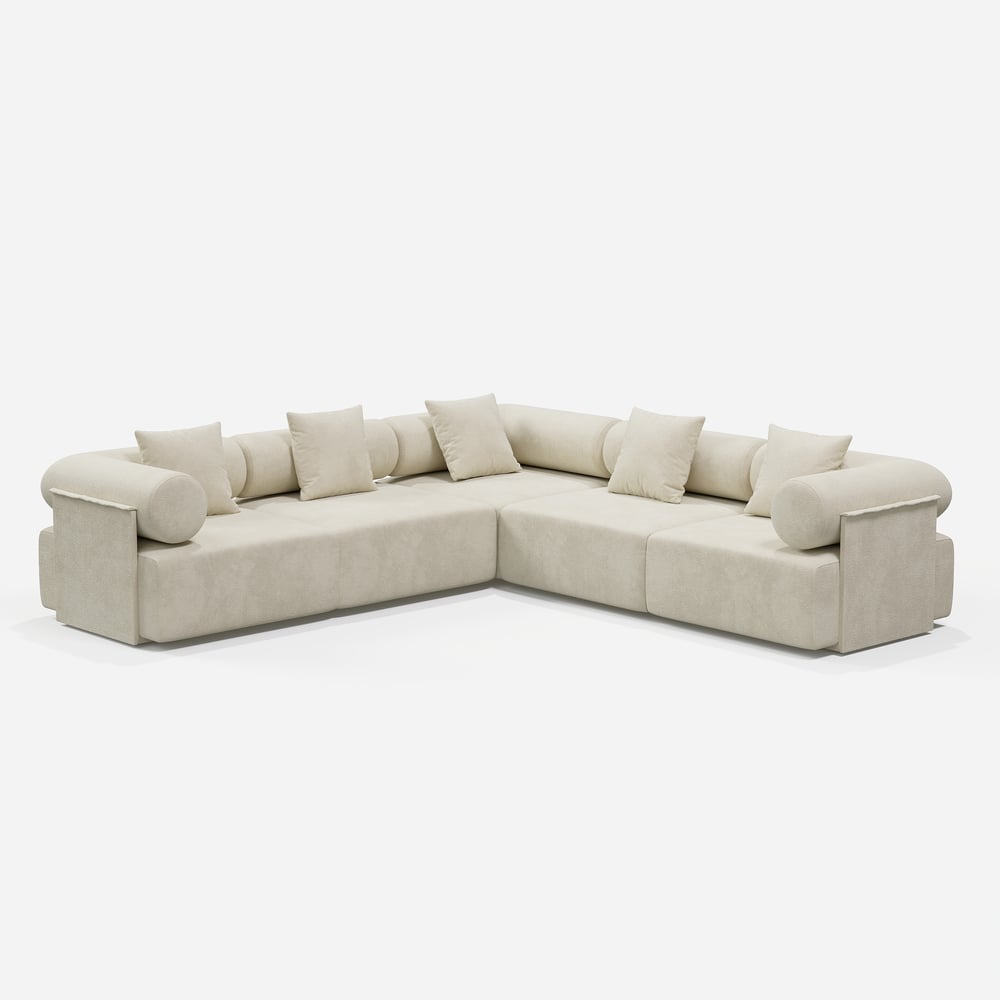5-Piece Modular Chenille Velvet L-Shaped Sectional Sofa