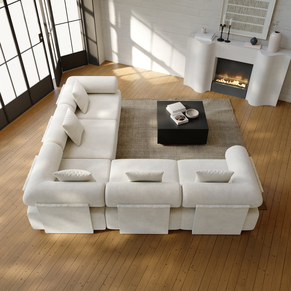 5-Piece Modular Chenille Velvet L-Shaped Sectional Sofa