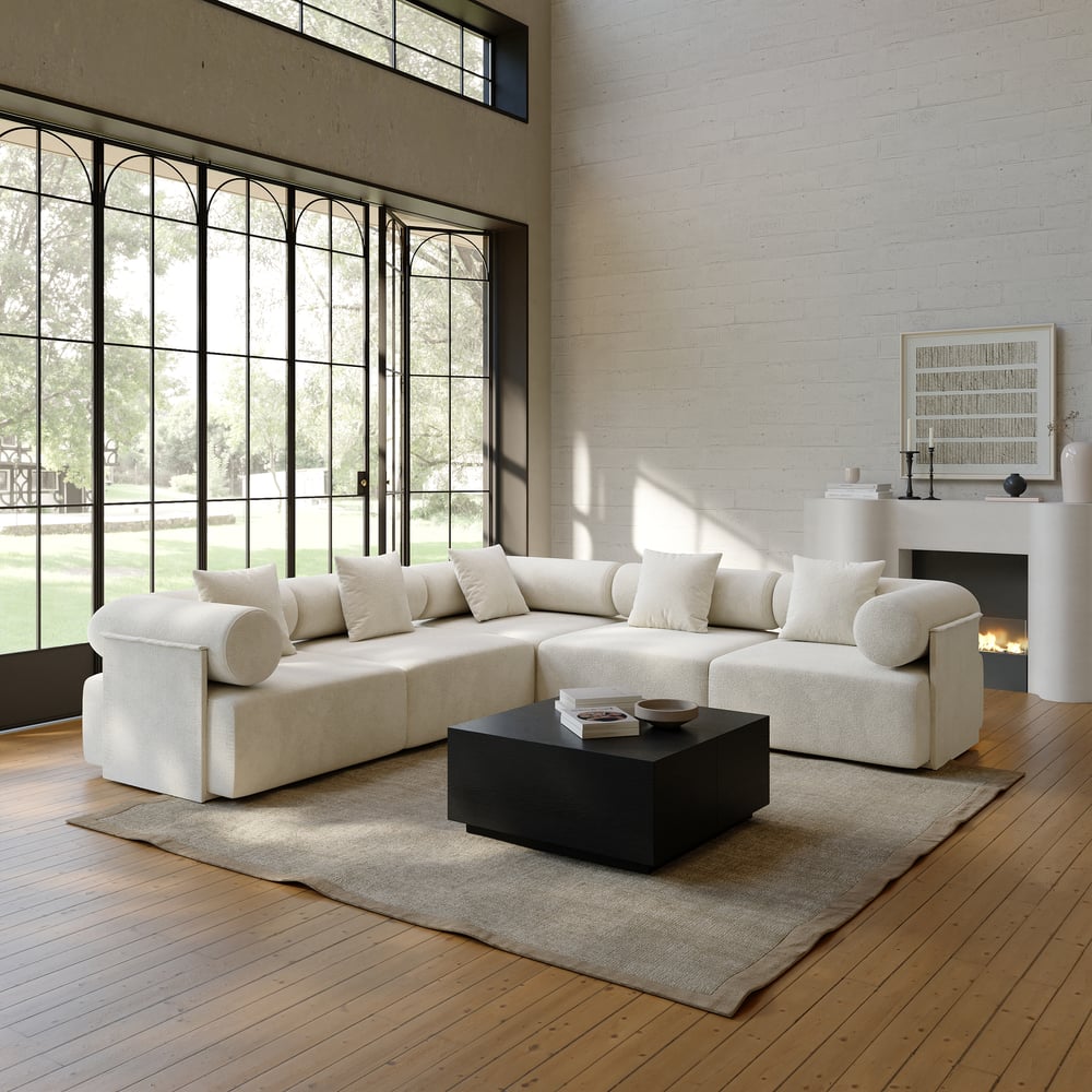 5-Piece Modular Chenille Velvet L-Shaped Sectional Sofa