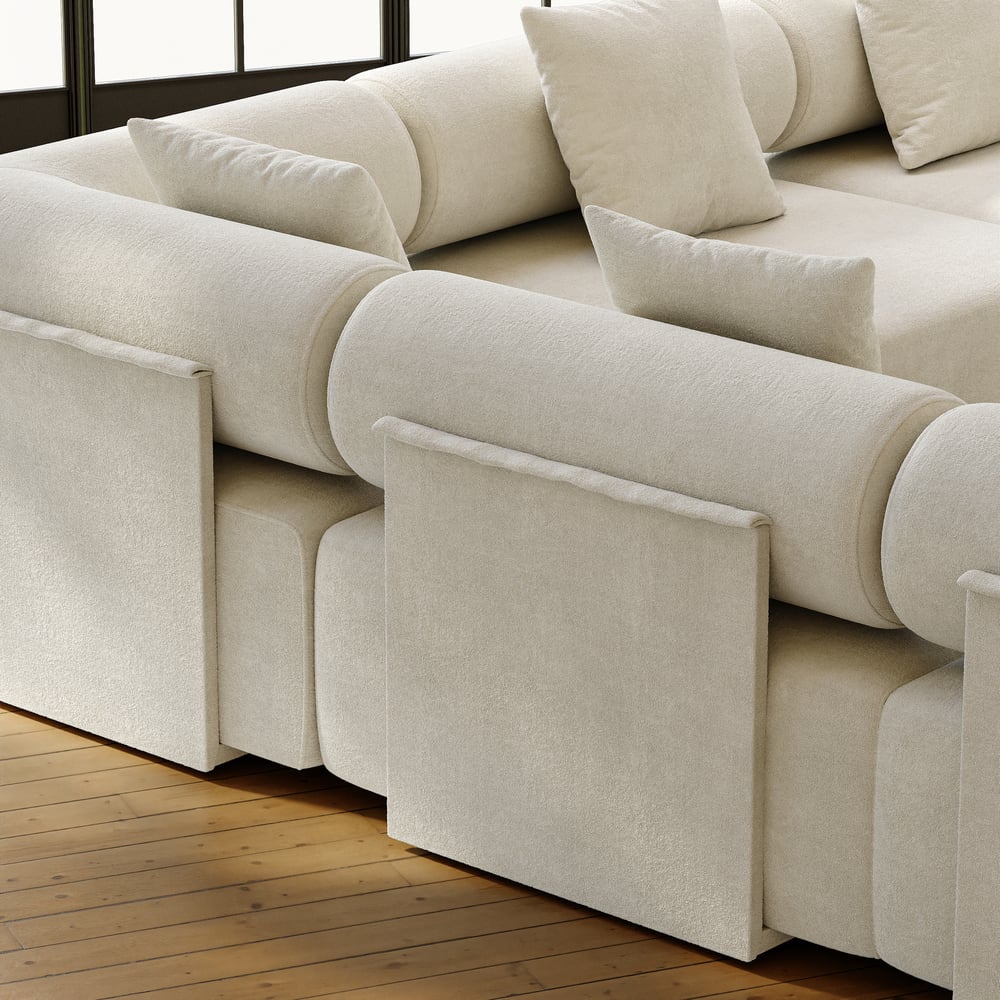 5-Piece Modular Chenille Velvet L-Shaped Sectional Sofa