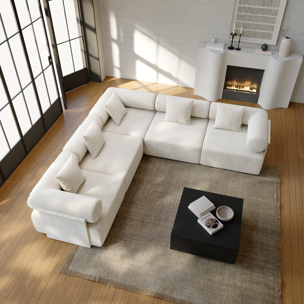 5-Piece Modular Chenille Velvet L-Shaped Sectional Sofa