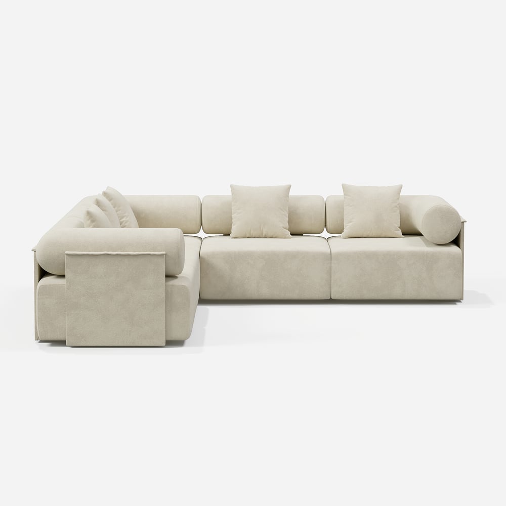 5-Piece Modular Chenille Velvet L-Shaped Sectional Sofa