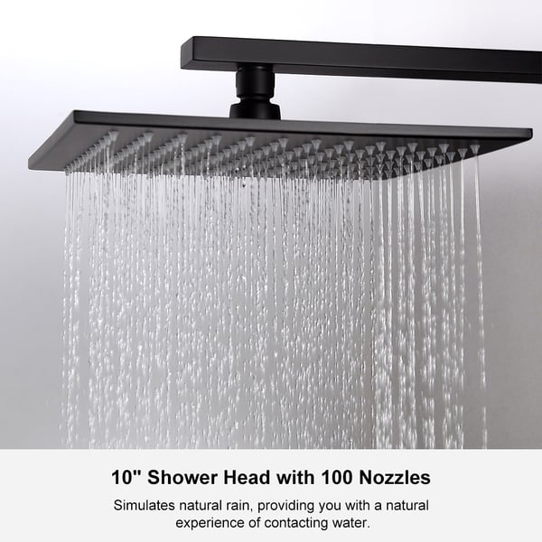 12'' Thermostatic Shower System Black Shower Head with 4 Body Jets and Hand Shower