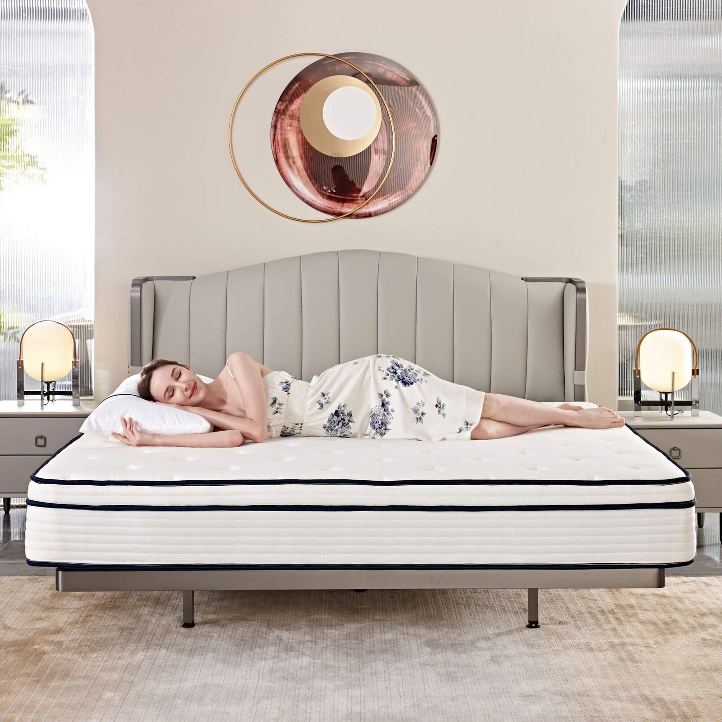 Premium 6 Layer Roll-Packed Compressed Mattress Ultra Silenct Pocket Spring with Dynamic High Support Sponge In Full Size in Queen Size In King Size