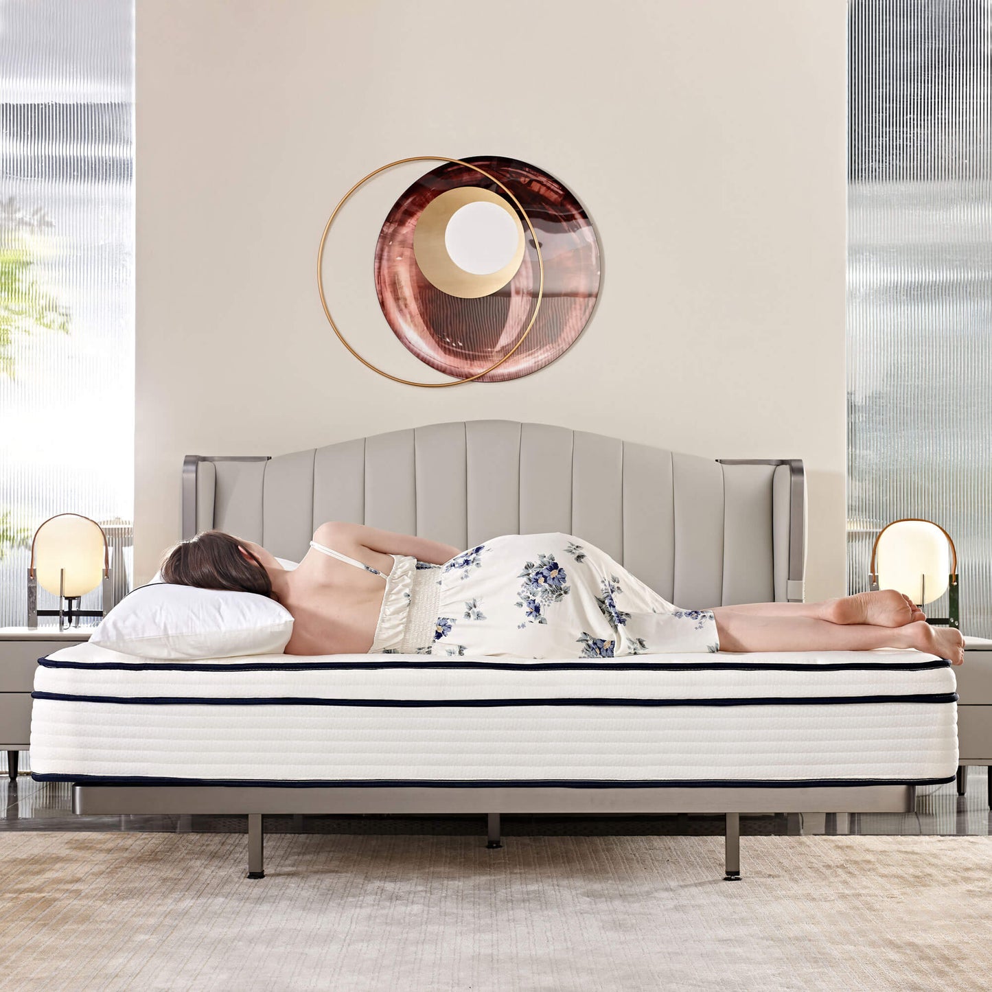 Premium 6 Layer Roll-Packed Compressed Mattress Ultra Silenct Pocket Spring with Dynamic High Support Sponge In Full Size in Queen Size In King Size