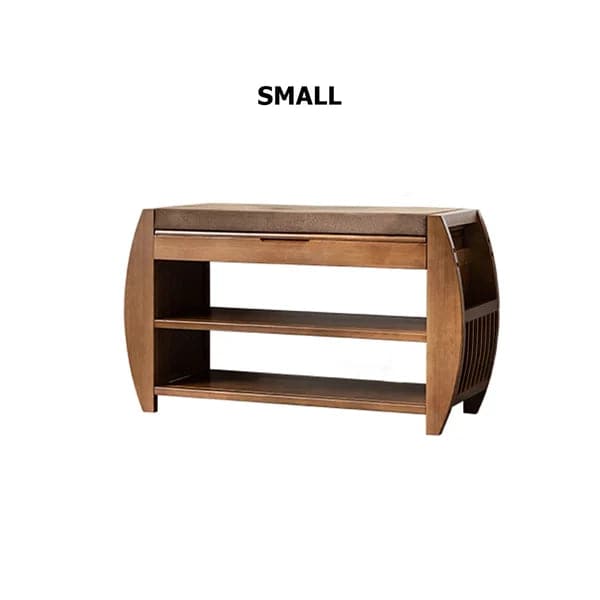 32.3 Inch Upholstered Bench with Flip Top Storage and 2 Shelves Shoe Rack Bench