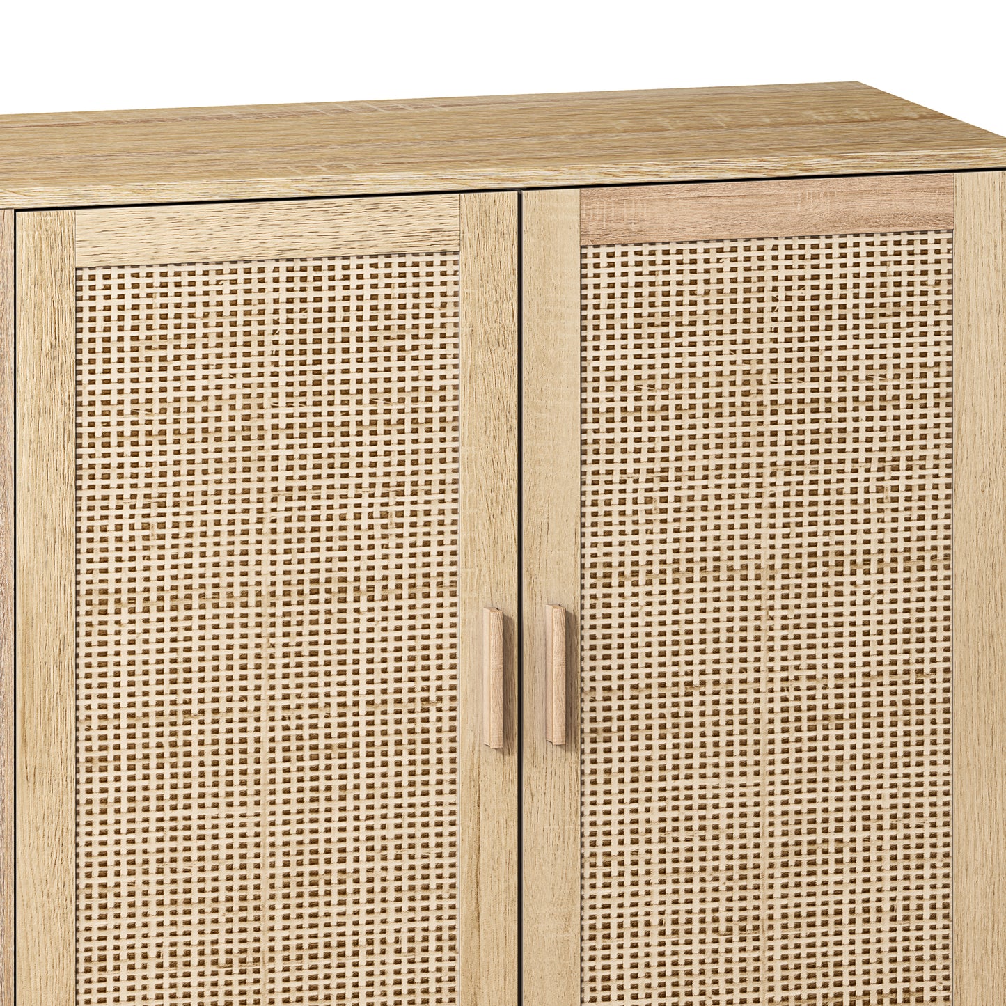62.20"Elegant and Functional 4-Door Rattan Decorative Storage Cabinet,for Bedroom,Living Room,Office,Easy Assembly