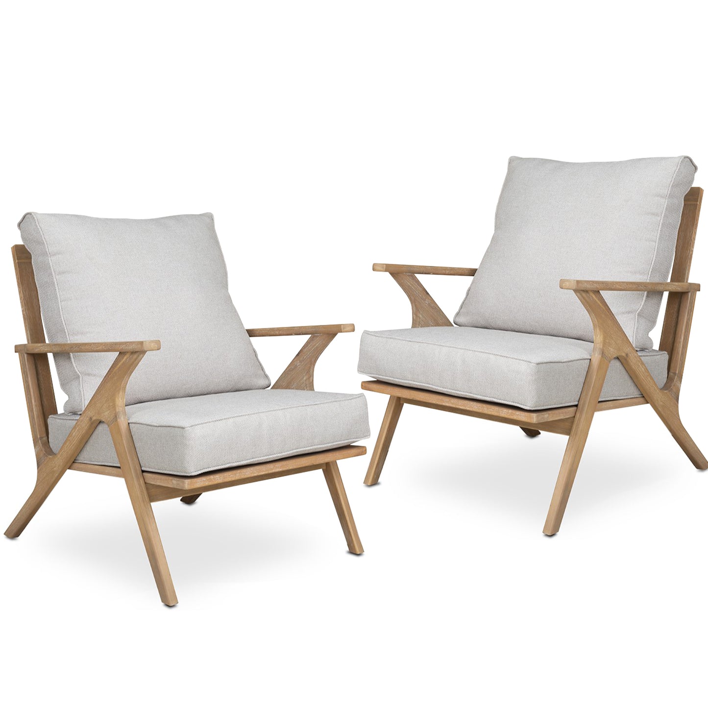 Ensemble de 2 chaises de meubles de patio, ensemble de 2 canapés d'extérieur en bois d'acacia avec siège souple pour jardin, cour, bord de piscine, bistro et terrasse