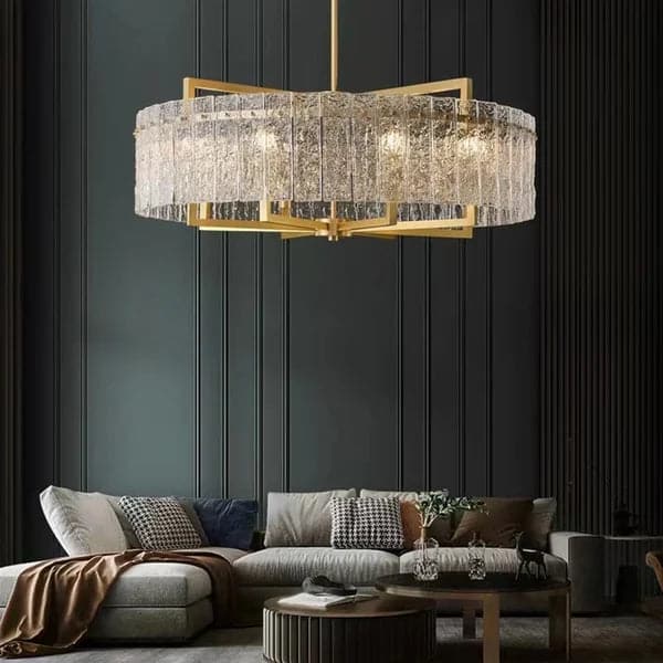 Jewell Modern Brass Drum Chandelier 6/8-Light with Adjustable Hanging Rod#8-Light