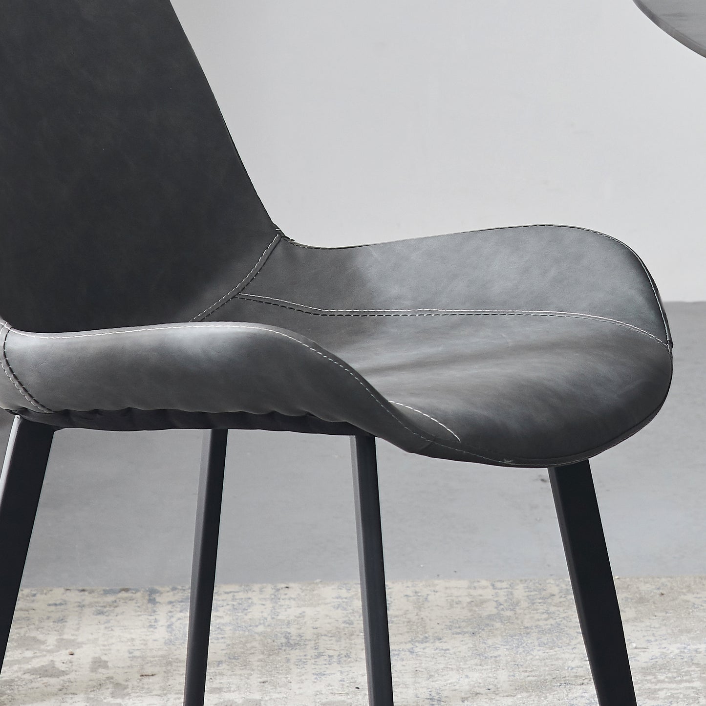 Deep Gray Dining Chairs Set of 2 with PU Leather Upholstery & High Back Dining Table Chair