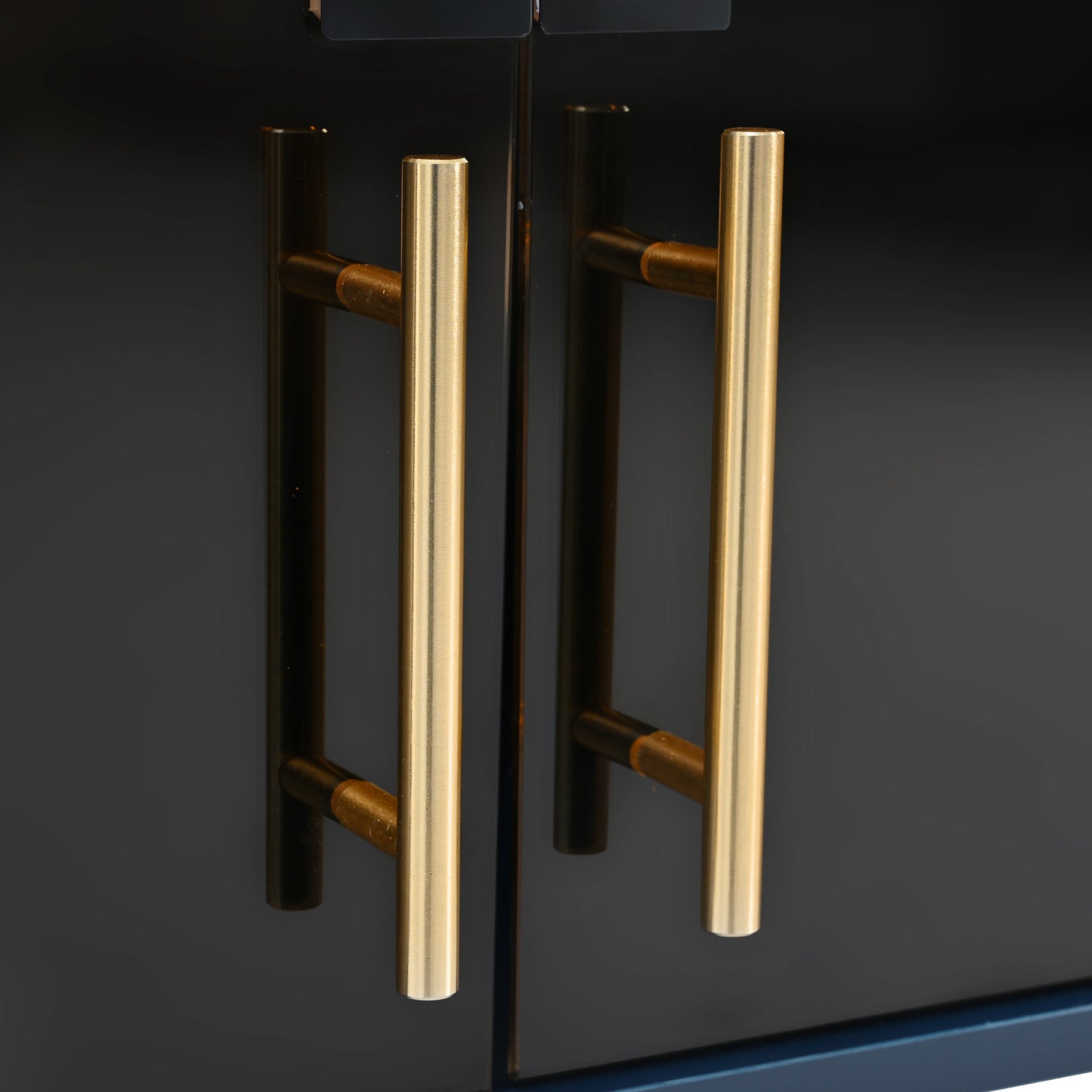 U-Can Modern TV Stand with LED lights for TVs up to 80 Inches, Entertainment Center with 4 Drawers and 1 Cabinet with Brown Glass Door, Media Console with Metal Legs and Handles for Living room