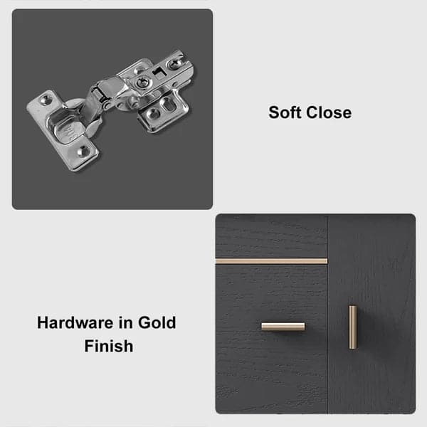 24" Floating Wood Bathroom Vanity Set with Black Sintered Stone Top & Ceramic Sink