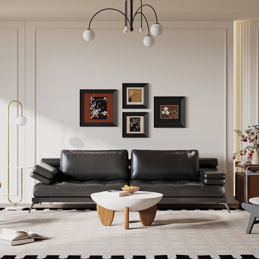 102" Faux Leather Convertible 3 Seater Sleeper Sofa